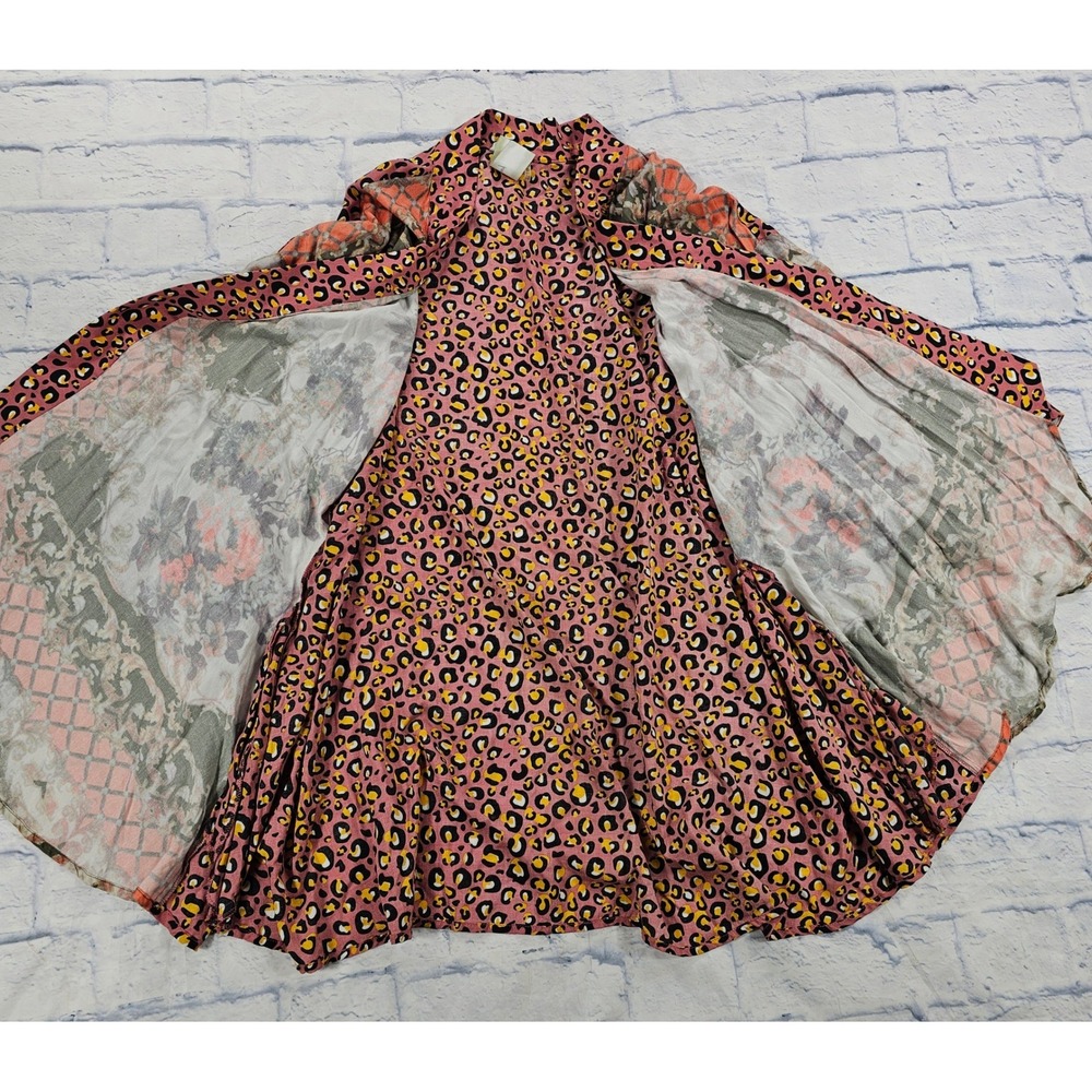 Aratta Silent Journey Kimono Cardigan Womens OS Pink Floral Leopard Mixed Print - Picture 2 of 13